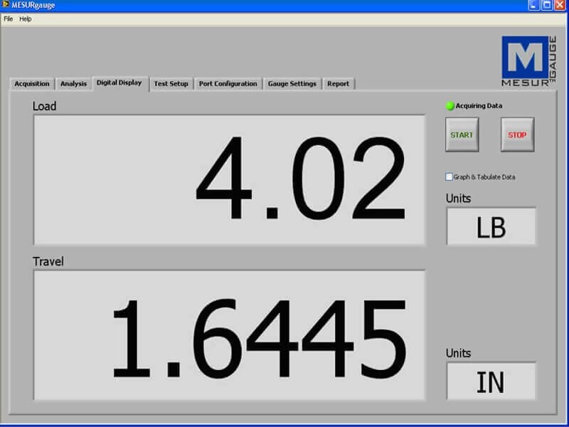 Mark-10 MESURgauge Plus Software de Análisis de Carga y Recorrido