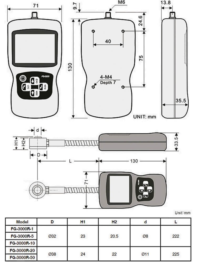 Shimpo FG-3000R Medidor de fuerza digital